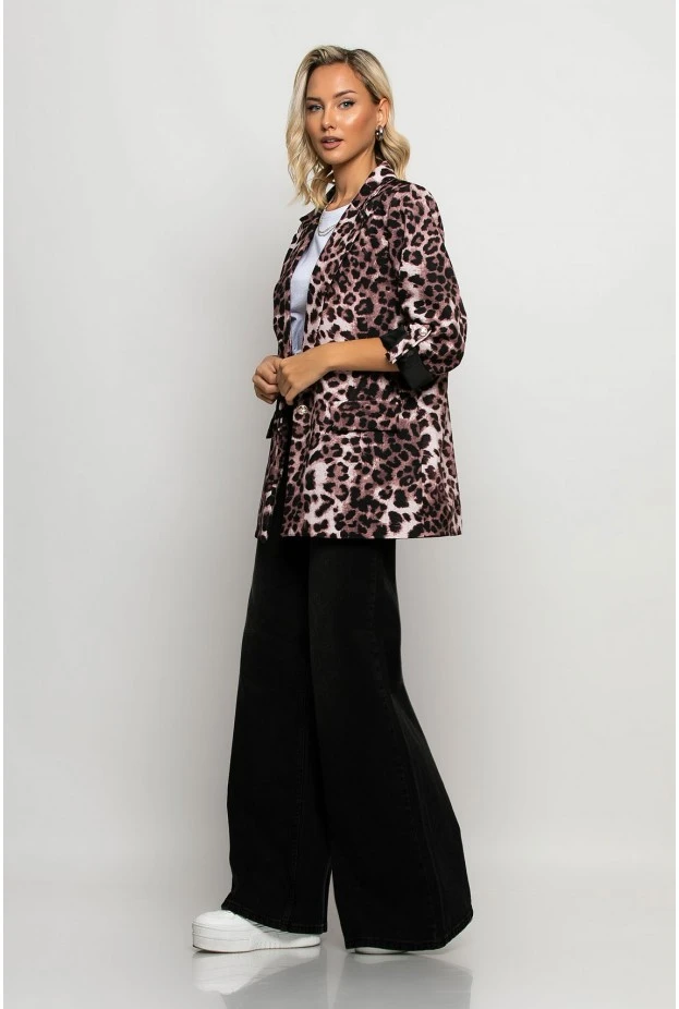 Blazer leopard print καφέ