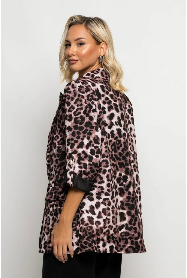 Blazer leopard print καφέ