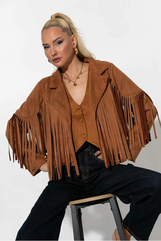 Σουέντ jacket με κρόσια ταμπά