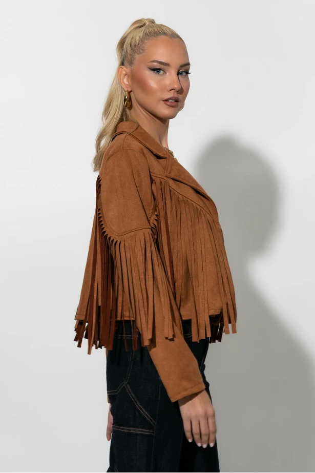 Σουέντ jacket με κρόσια ταμπά