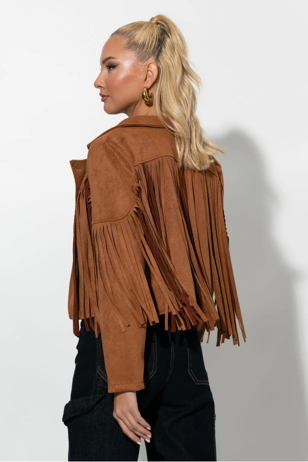 Σουέντ jacket με κρόσια ταμπά