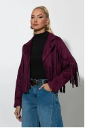 Σουέντ jacket με κρόσια βουργουνδί