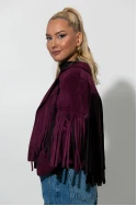 Σουέντ jacket με κρόσια βουργουνδί