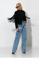 Σουέντ jacket με κρόσια μαύρο