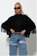 Σουέντ jacket με κρόσια μαύρο