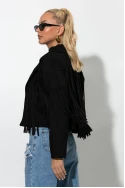 Σουέντ jacket με κρόσια μαύρο