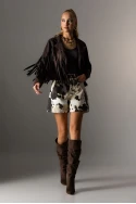 Σουέντ jacket με κρόσια καφέ Σουέντ jacket με κρόσια καφέ
