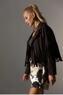 Σουέντ jacket με κρόσια καφέ Σουέντ jacket με κρόσια καφέ