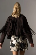 Σουέντ jacket με κρόσια καφέ Σουέντ jacket με κρόσια καφέ