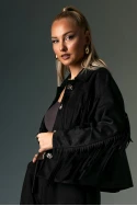 Σουέντ jacket με κρόσια και χρυσά κουμπιά μαύρο Σουέντ jacket με κρόσια και χρυσά κουμπιά μαύρο