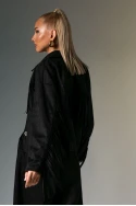 Σουέντ jacket με κρόσια και χρυσά κουμπιά μαύρο Σουέντ jacket με κρόσια και χρυσά κουμπιά μαύρο