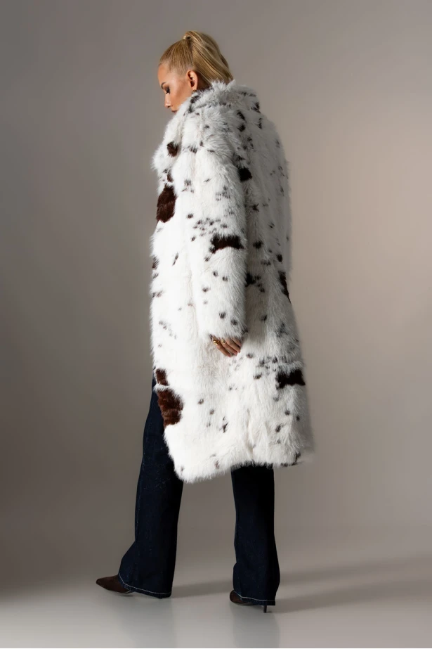 Γούνα μακριά cow print λευκό