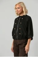 Jacket bomber σουέντ με χρυσές λεπτομέρειες και τρουακάρ μανίκια μαύρο