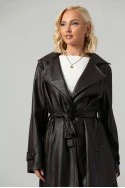 Leather καπαρντίνα καφέ