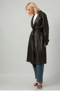 Leather καπαρντίνα καφέ