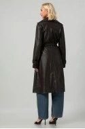 Leather καπαρντίνα καφέ