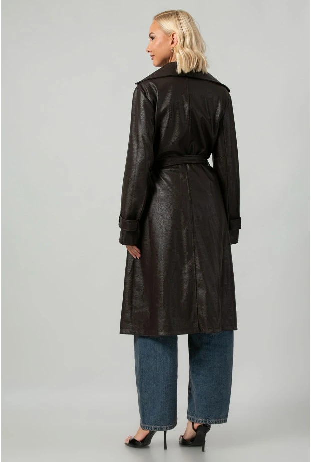 Leather καπαρντίνα καφέ