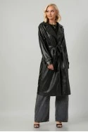 Leather καπαρντίνα μαύρο