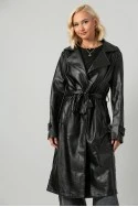 Leather καπαρντίνα μαύρο