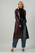 Leather καπαρντίνα βουργουνδί