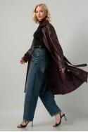 Leather καπαρντίνα βουργουνδί