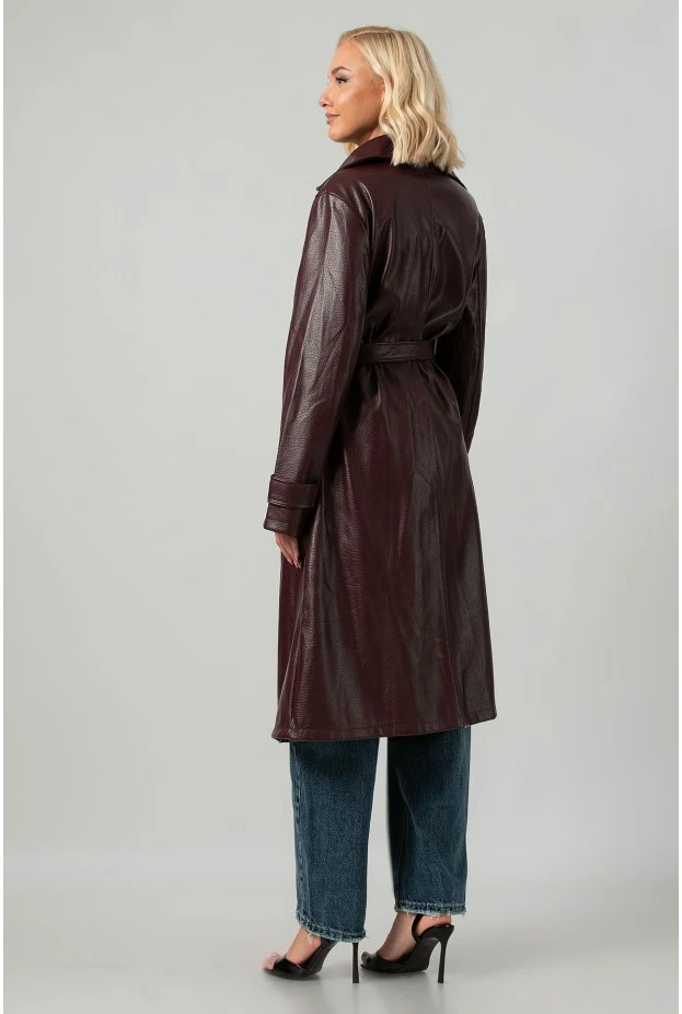 Leather καπαρντίνα βουργουνδί