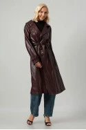 Leather καπαρντίνα βουργουνδί