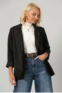 Blazer σουέντ με τσέπες μαύρο