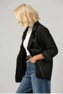 Blazer σουέντ με τσέπες μαύρο