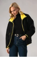 Jacket μπουκλέ με κίτρινες λεπτομέρειες μαύρο