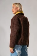 Jacket μπουκλέ με κίτρινες λεπτομέρειες καφέ