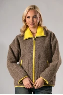 Jacket μπουκλέ με κίτρινες λεπτομέρειες πούρο