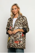 Blazer leopard print με στάμπα bear μπεζ