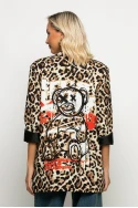 Blazer leopard print με στάμπα bear μπεζ
