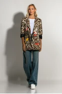 Blazer leopard print με στάμπα bear μπεζ