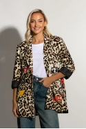 Blazer leopard print με στάμπα bear μπεζ