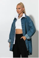 Oversized jean jacket με κουμπιά μπλε