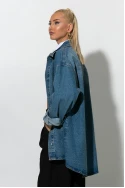 Oversized jean jacket με κουμπιά μπλε