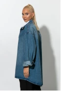 Oversized jean jacket με κουμπιά μπλε