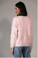 Πλεκτή fluffy ζακέτα με κουμπιά ροζ