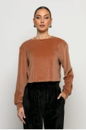 Cropped μπλούζα βελούδο dusty pink Cropped μπλούζα βελούδο dusty pink
