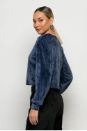Cropped μπλούζα βελούδο dark indigo Cropped μπλούζα βελούδο dark indigo
