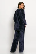 Σετ βελούρ μπλούζα και wide leg παντελόνι night blue