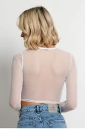 Cropped μπλούζα με διαφάνεια εκρού Cropped μπλούζα με διαφάνεια εκρού