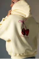 Φούτερ μπλούζα με κουκούλα και τύπωμα cherry κίτρινο Φούτερ μπλούζα με κουκούλα και τύπωμα cherry κίτρινο