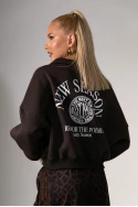 Cropped φούτερ μπλούζα με στάμπα new season καφέ