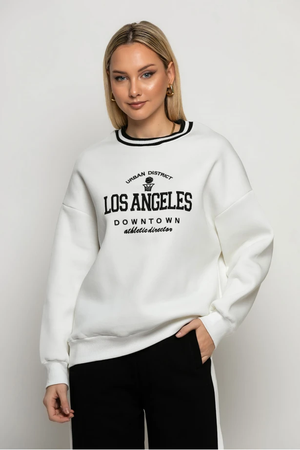 Μπλούζα φούτερ los angeles λευκό Μπλούζα φούτερ los angeles λευκό