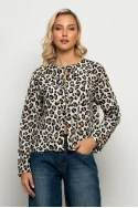 Μπλούζα με δέσιμο μπροστά leopard print λευκό Μπλούζα με δέσιμο μπροστά leopard print λευκό