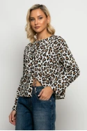 Μπλούζα με δέσιμο μπροστά leopard print λευκό Μπλούζα με δέσιμο μπροστά leopard print λευκό