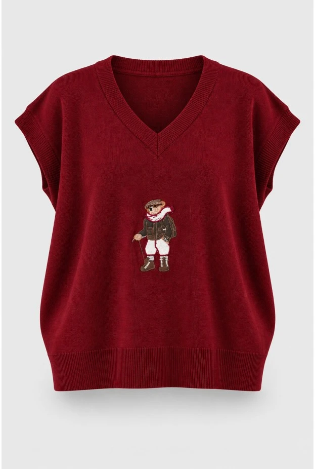 Καζάκα με patch bear μπορντό